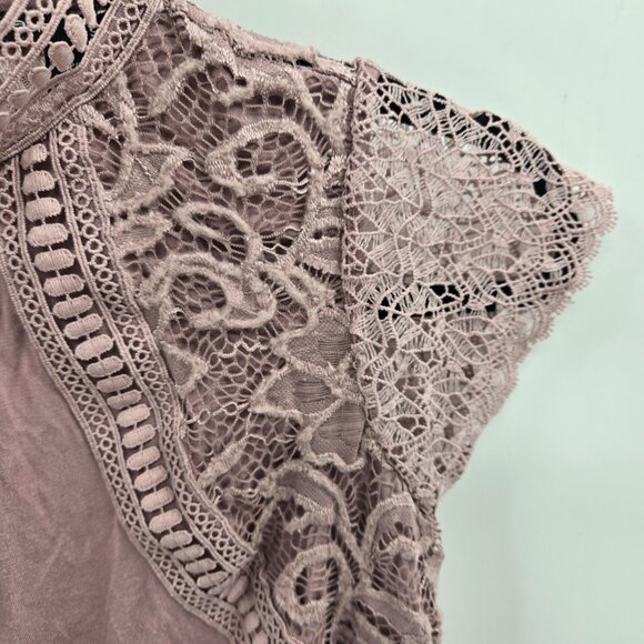 Cable & Gauge Light Purple Lace Collar Cap Sleeve Size XS - Picture 2 of 10